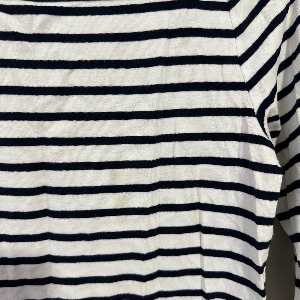 Lauren Ralph Lauren Striped Boat Neck Top Navy White Anchor Logo Small - Picture 4 of 9